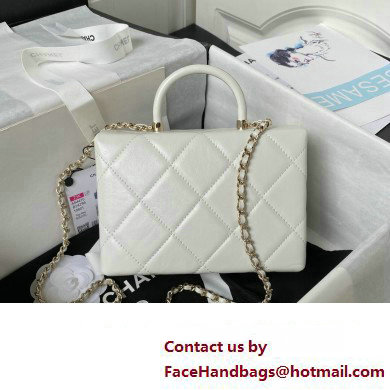 Chanel Quilted Shiny Calfskin  &  Gold-Tone Metal Small box Bag AS4470 White 2023